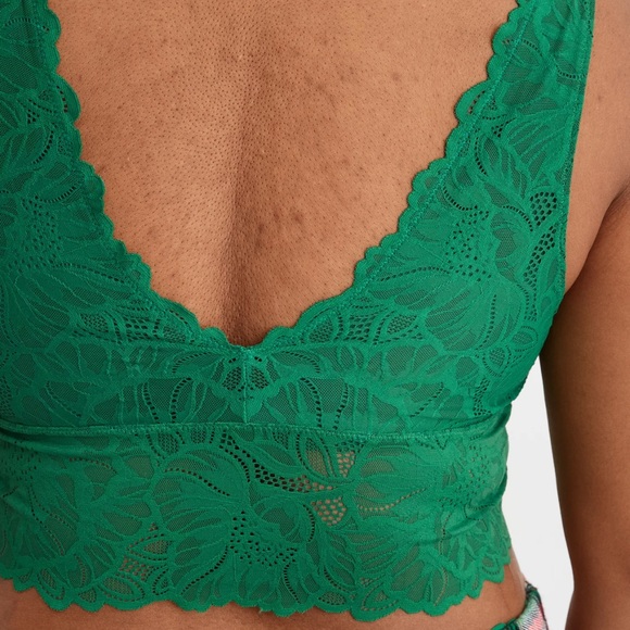 Aerie Holiday Best Lace Waffle Longline Bralette - Picture 2 of 6